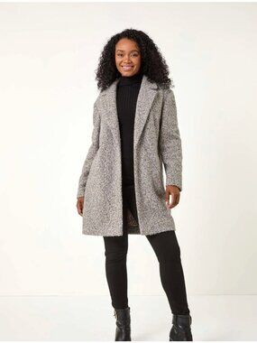 Glamorous Womens Longline Textured Wool Blend Coat In Gray Size Small winter